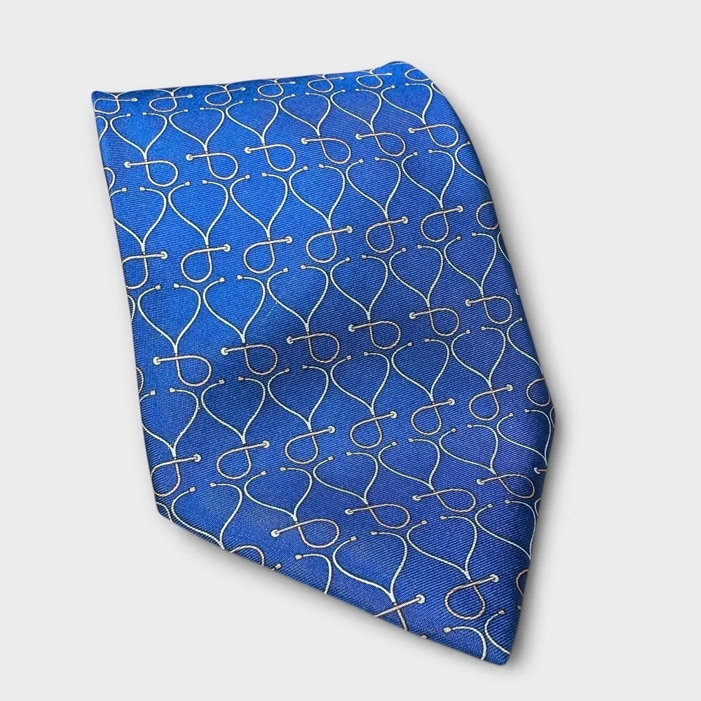 Rivety of Boston Mens Silk Tie Blue Stethoscope Medical Doctor Nurse Hand Sewn